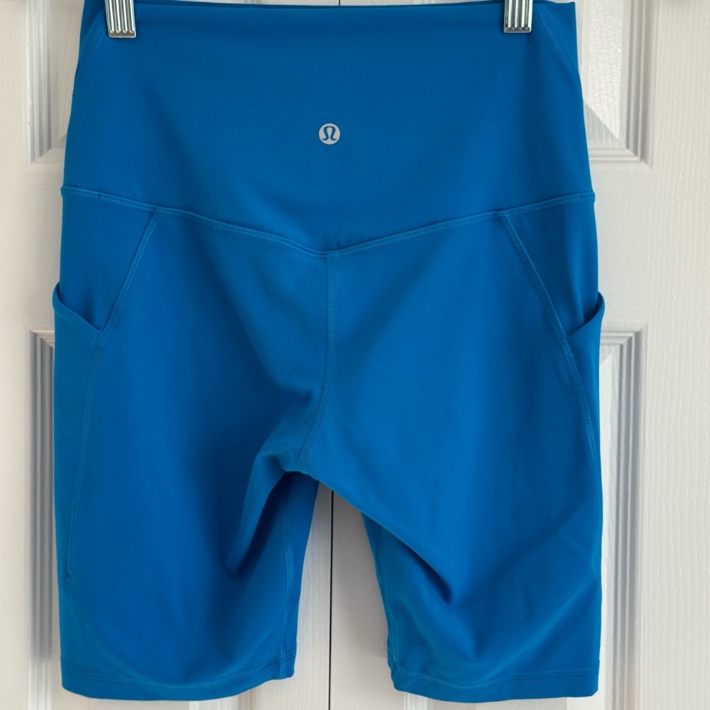 Lululemon Wunder Train High-Rise Short 8” with Pockets — Bright Blue — Size 6 - Picture 4 of 6